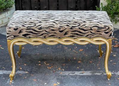 Randy Esada Designs Regency Style Giltwood Ribbon Bench W Zebra Velvet by Randy Esada Designs