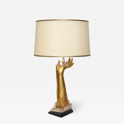  Randy Esada Designs Sculpted Arm Designer Gilt wood Table Lamp by Randy Esada Designs for PROSPR