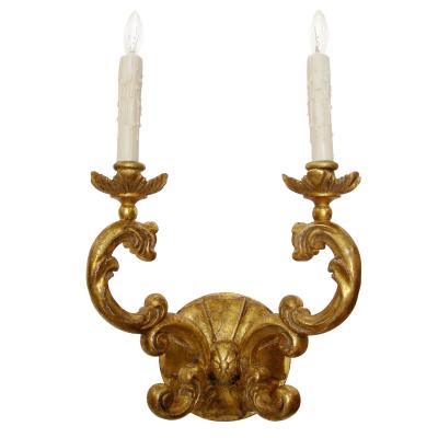  Randy Esada Designs Verochio Itallian Gilt Wood Two Arm Light Sconce by Randy Esada