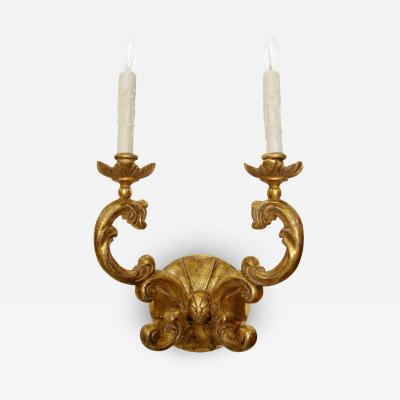  Randy Esada Designs Verochio Itallian Gilt Wood Two Arm Light Sconce by Randy Esada