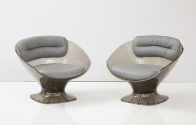 Raphael Furniture France French Acrylic Leather Lounge Chairs by Raphael