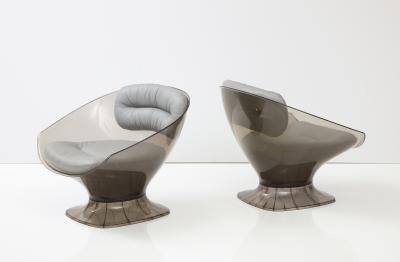 Raphael Furniture France French Acrylic Leather Lounge Chairs by Raphael