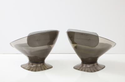 Raphael Furniture France French Acrylic Leather Lounge Chairs by Raphael