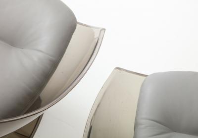 Raphael Furniture France French Acrylic Leather Lounge Chairs by Raphael