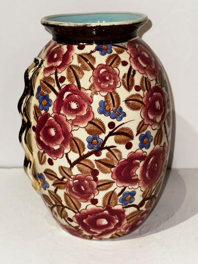  Raymond Chevalier Art Deco Vase by Raymond Chevalier for Boch La Louviere Beautiful Floral Design
