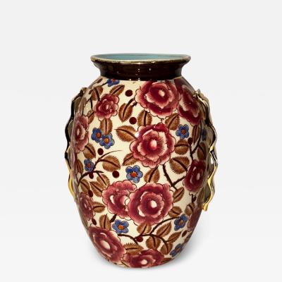  Raymond Chevalier Art Deco Vase by Raymond Chevalier for Boch La Louviere Beautiful Floral Design
