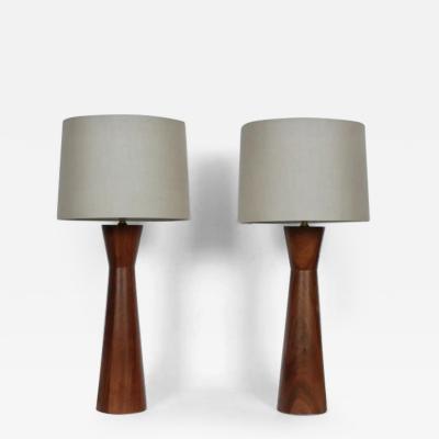  Raymond Pfennig Pair of Raymond Pfennig for Zina Walnut Hourglass Table Lamps 1960s