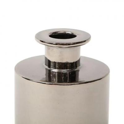  Raymor Bitossi Raymor Vase Ceramic Metallic Platinum Silver Chrome