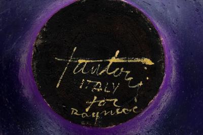  Raymor Fantoni for Raymor Deep Purple and Blue Ceramic Bowl 1955