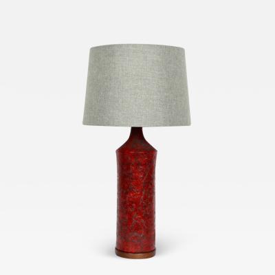  Raymor Fantoni for Raymor Red Lava Glaze Art Pottery Table Lamp 1950