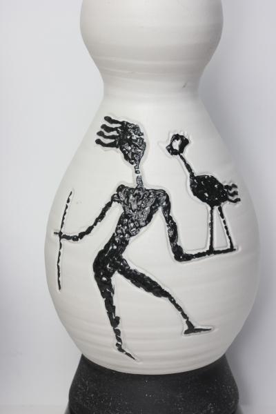  Raymor Pair of Sculpted Ceramic Mid Century Table Lamps by Raymor Italy 1960