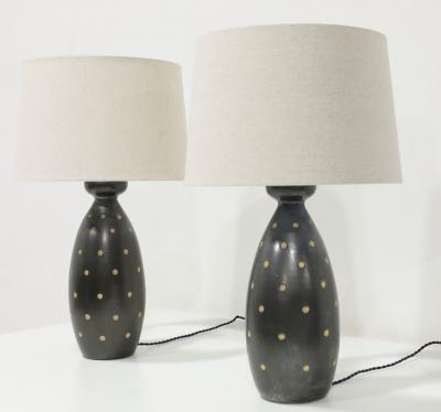  Raymor Raymor Ceramic Table Lamps 1955 with Linen Shades