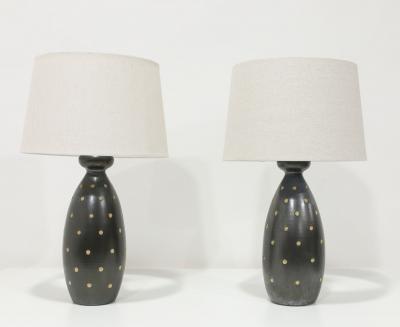  Raymor Raymor Ceramic Table Lamps 1955 with Linen Shades
