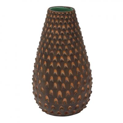  Raymor Raymor Pinecone Vase Ceramic Brown and Turquoise