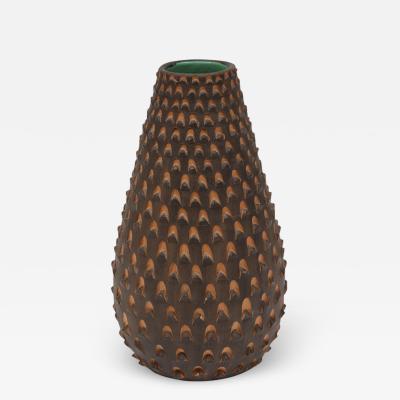  Raymor Raymor Pinecone Vase Ceramic Brown and Turquoise