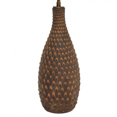  Raymor Raymor Table Lamp Ceramic Brown Pinecone Signed