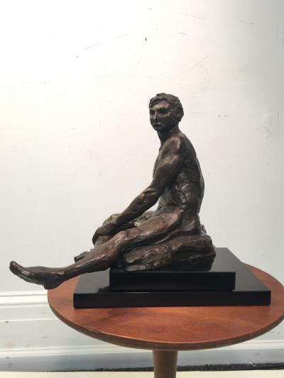  Rayne BRUTALIST NUDE MAN SCULPTURE ON REVOLVING BASE