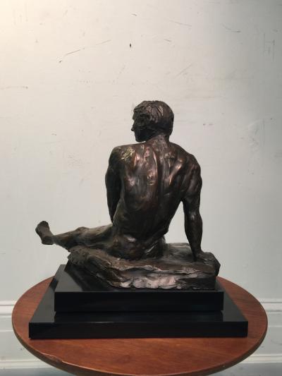  Rayne BRUTALIST NUDE MAN SCULPTURE ON REVOLVING BASE