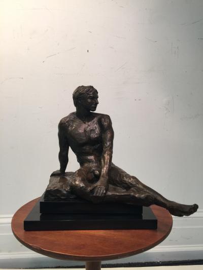  Rayne BRUTALIST NUDE MAN SCULPTURE ON REVOLVING BASE