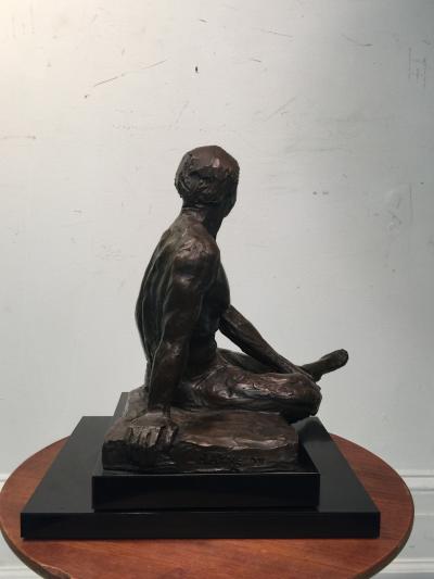  Rayne BRUTALIST NUDE MAN SCULPTURE ON REVOLVING BASE