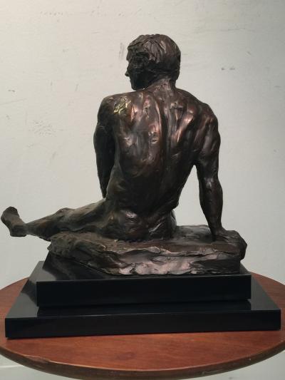  Rayne BRUTALIST NUDE MAN SCULPTURE ON REVOLVING BASE