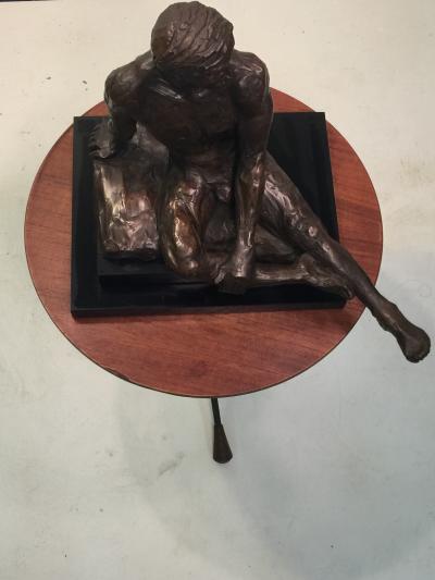  Rayne BRUTALIST NUDE MAN SCULPTURE ON REVOLVING BASE