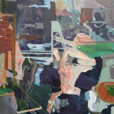  Rebecca Allan Harlem River Eclipse Rebecca Allan Color Field Acrylic on Canvas Painting