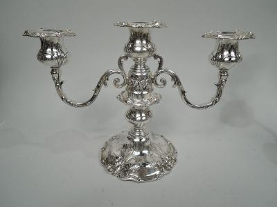 Reed Barton Pair of Reed Barton Francis I Low 3 Light Candelabra 1950