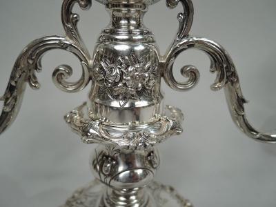  Reed Barton Pair of Reed Barton Francis I Low 3 Light Candelabra 1950