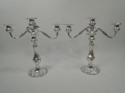  Reed Barton Pair of Reed Barton Francis I Sterling Silver 3 Light Candelabra