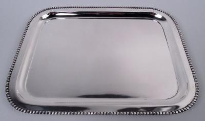  Reed Barton Reed Barton Modern Classical Sterling Silver Tray with Bold Beading