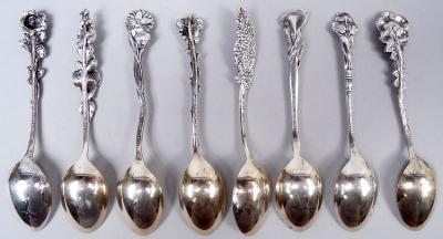  Reed Barton Set of 8 Reed Barton Harlequin Sterling Silver Demitasse Spoons