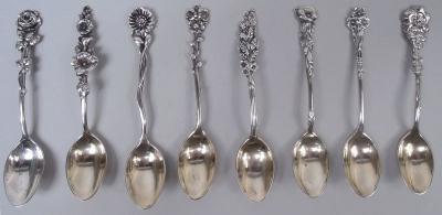  Reed Barton Set of 8 Reed Barton Harlequin Sterling Silver Demitasse Spoons