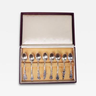  Reed Barton Set of 8 Reed Barton Harlequin Sterling Silver Demitasse Spoons