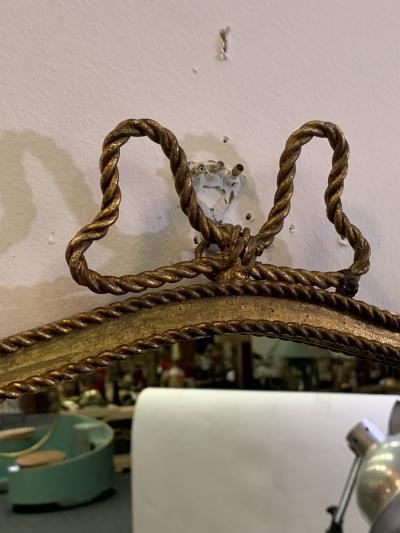  Regent MODERNE GILT METAL ITALIAN MIRROR WITH ROPE EDGE DESIGN
