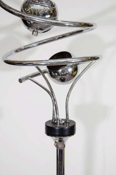  Reggiani 1970s Italian Chrome Spiral Floor Lamp