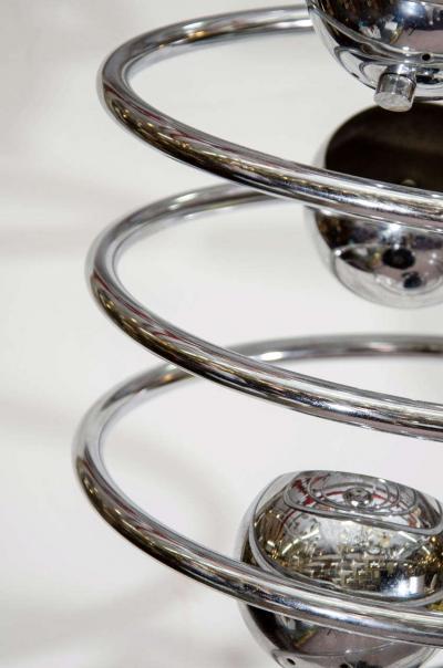  Reggiani 1970s Italian Chrome Spiral Floor Lamp