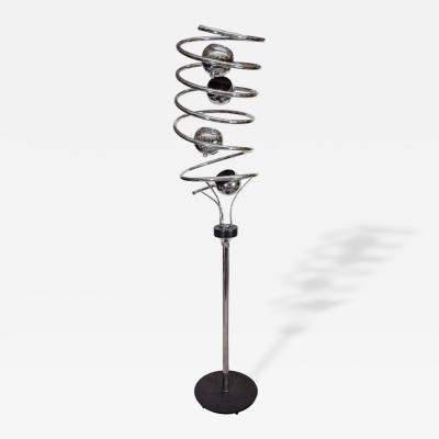  Reggiani 1970s Italian Chrome Spiral Floor Lamp