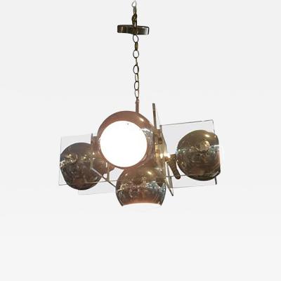  Reggiani 1970s Modernistic Lucite and Chrome Ball Italian Chandelier