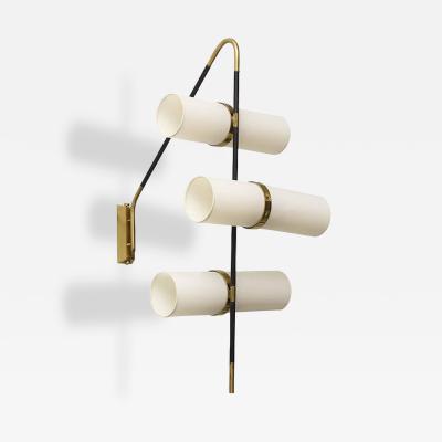  Reggiani Pair of Italian Modern Brass Enameled Parchment Wall Lights Sconces
