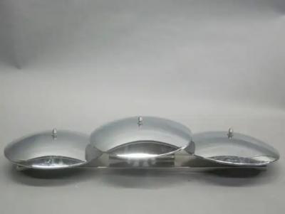  Reggiani Pair of Large Italian Mid Century Modern Chrome Sconces Flush Mounts Reggiani