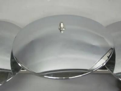  Reggiani Pair of Large Italian Mid Century Modern Chrome Sconces Flush Mounts Reggiani