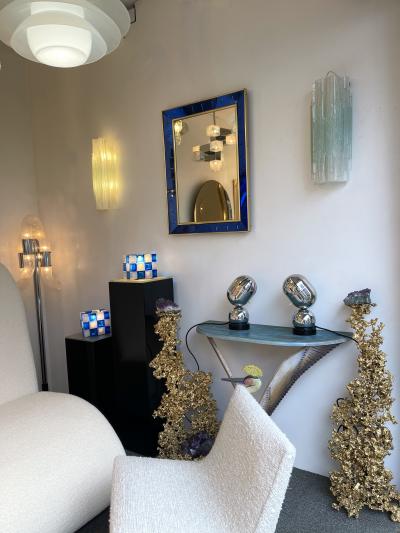  Reggiani Pair of Space Age Metal Chrome Lamps by Reggiani Italy 1970s