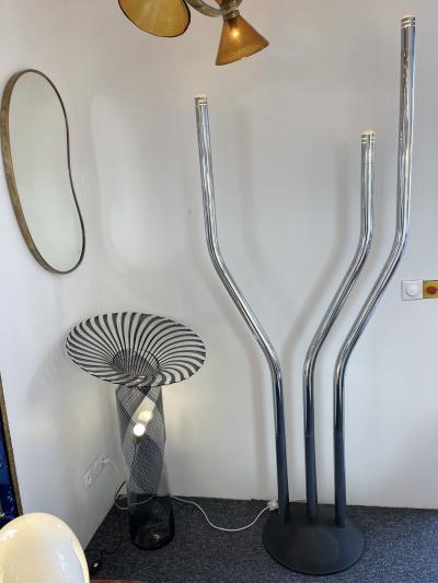  Reggiani Tall Organ Modular Tube Metal Chrome Floor Lamp by Reggiani Italy 1970s