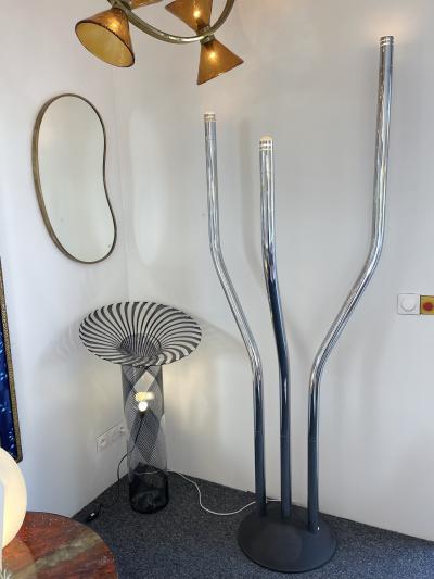  Reggiani Tall Organ Modular Tube Metal Chrome Floor Lamp by Reggiani Italy 1970s