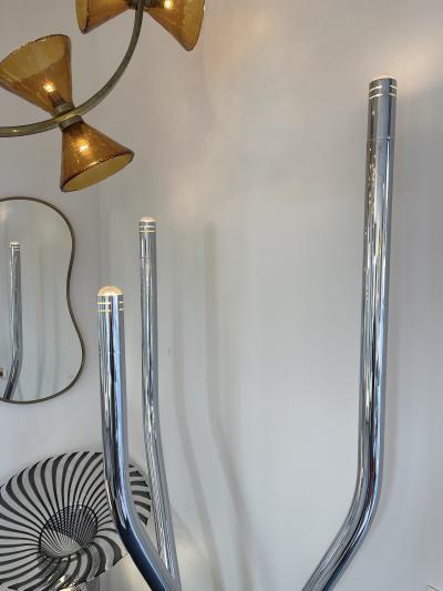  Reggiani Tall Organ Modular Tube Metal Chrome Floor Lamp by Reggiani Italy 1970s
