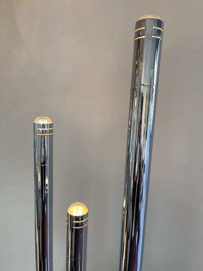  Reggiani Tall Organ Modular Tube Metal Chrome Floor Lamp by Reggiani Italy 1970s