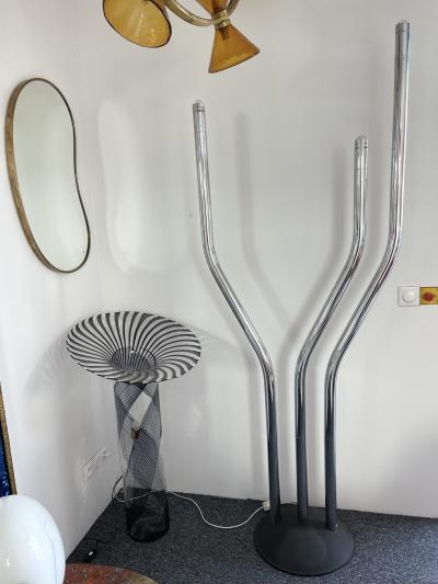  Reggiani Tall Organ Modular Tube Metal Chrome Floor Lamp by Reggiani Italy 1970s