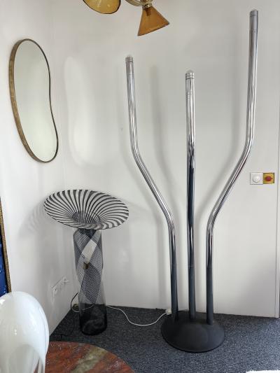  Reggiani Tall Organ Modular Tube Metal Chrome Floor Lamp by Reggiani Italy 1970s