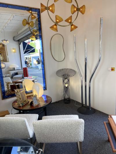  Reggiani Tall Organ Modular Tube Metal Chrome Floor Lamp by Reggiani Italy 1970s